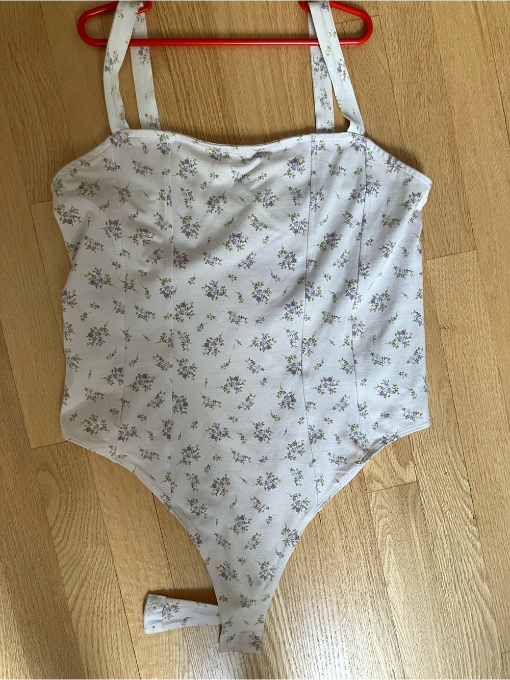 H&M Brock Collection White Floral One-Piece Bodysuit with Lavender Sprigs